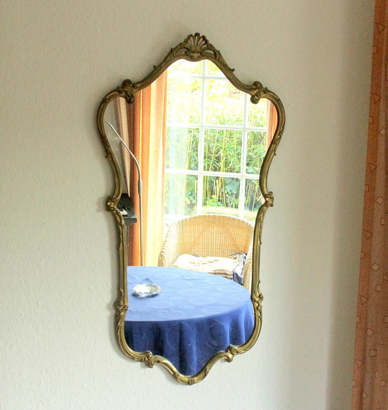 Specchio da parete con cornice in ottone, anni '50 3