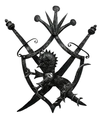 Medieval heraldic shield in wrought iron, 1200