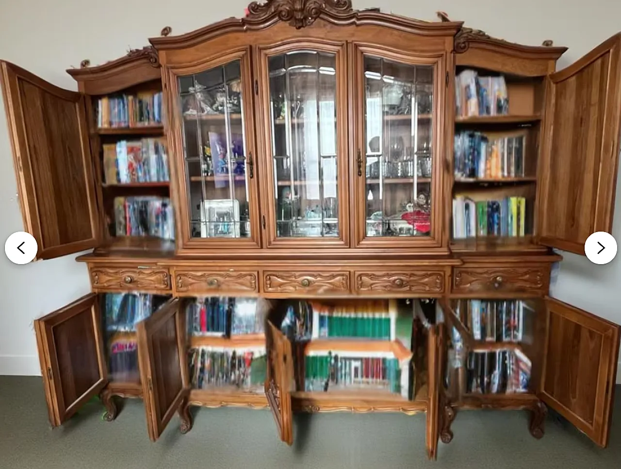 Baroque style solid walnut sideboard, 1980s 1