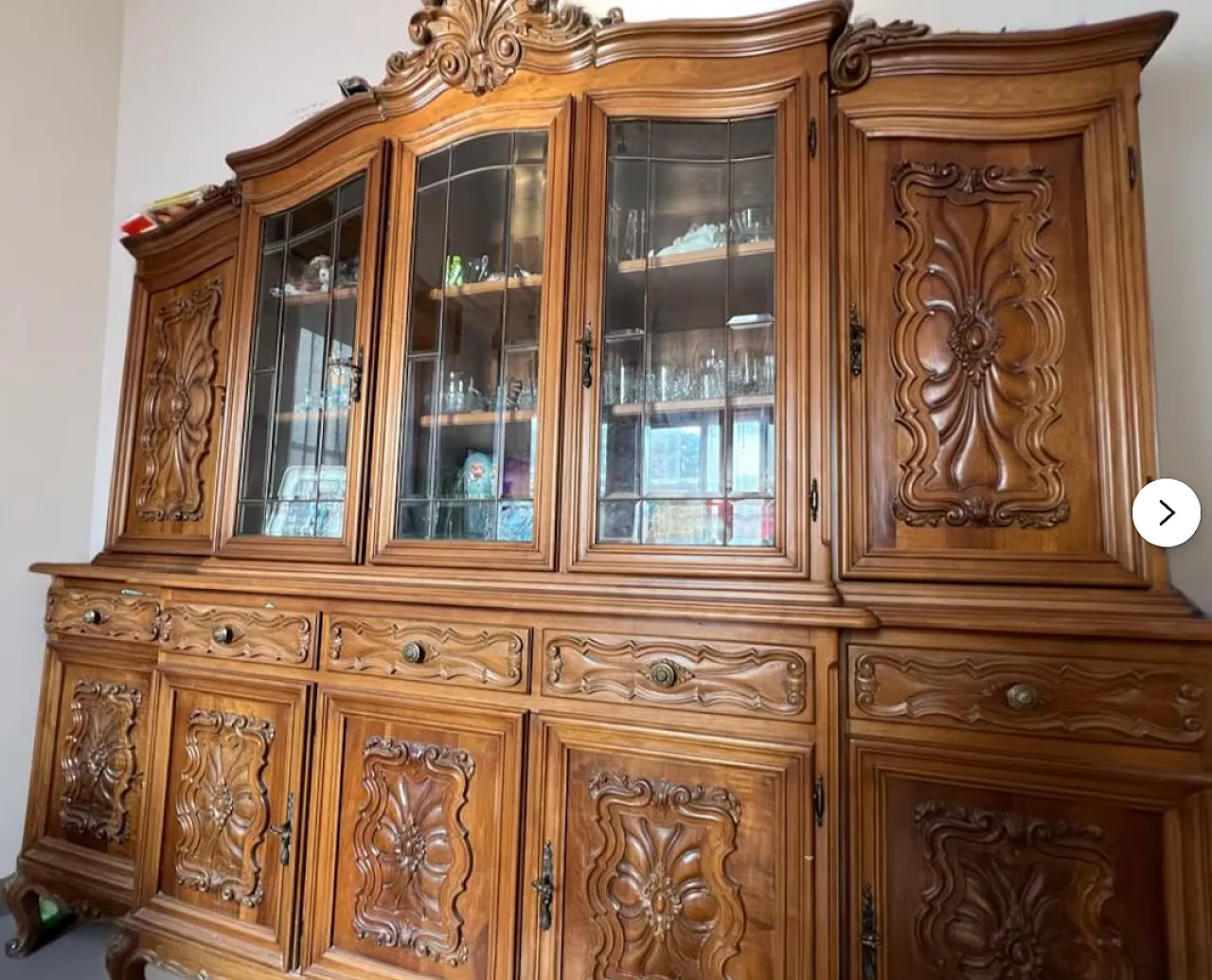 Baroque style solid walnut sideboard, 1980s 4