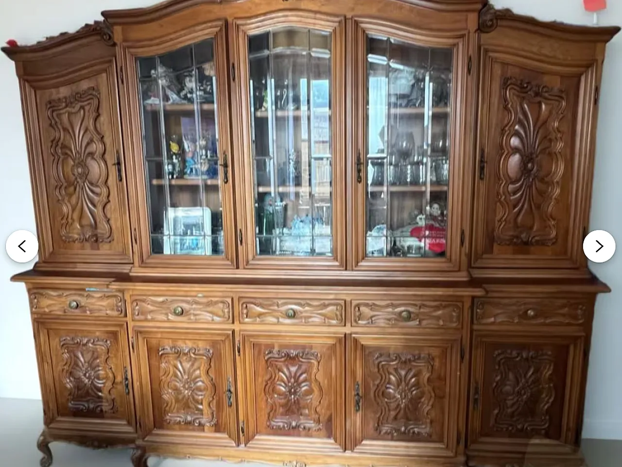 Baroque style solid walnut sideboard, 1980s 5