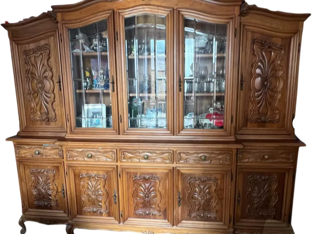 Baroque style solid walnut sideboard, 1980s 6