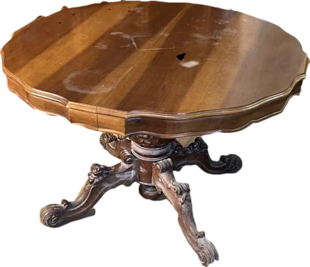 Round walnut dining table, 19th century 8