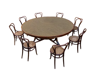 Tavolo con 8 sedie di Thonet o J. & J. Kohn, primo '900