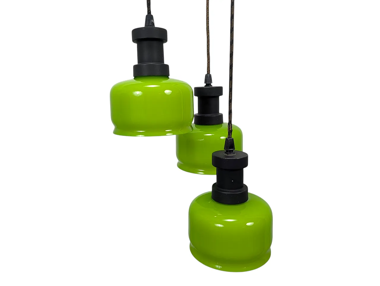 Suspension lamp with green cups from the 1960s 3