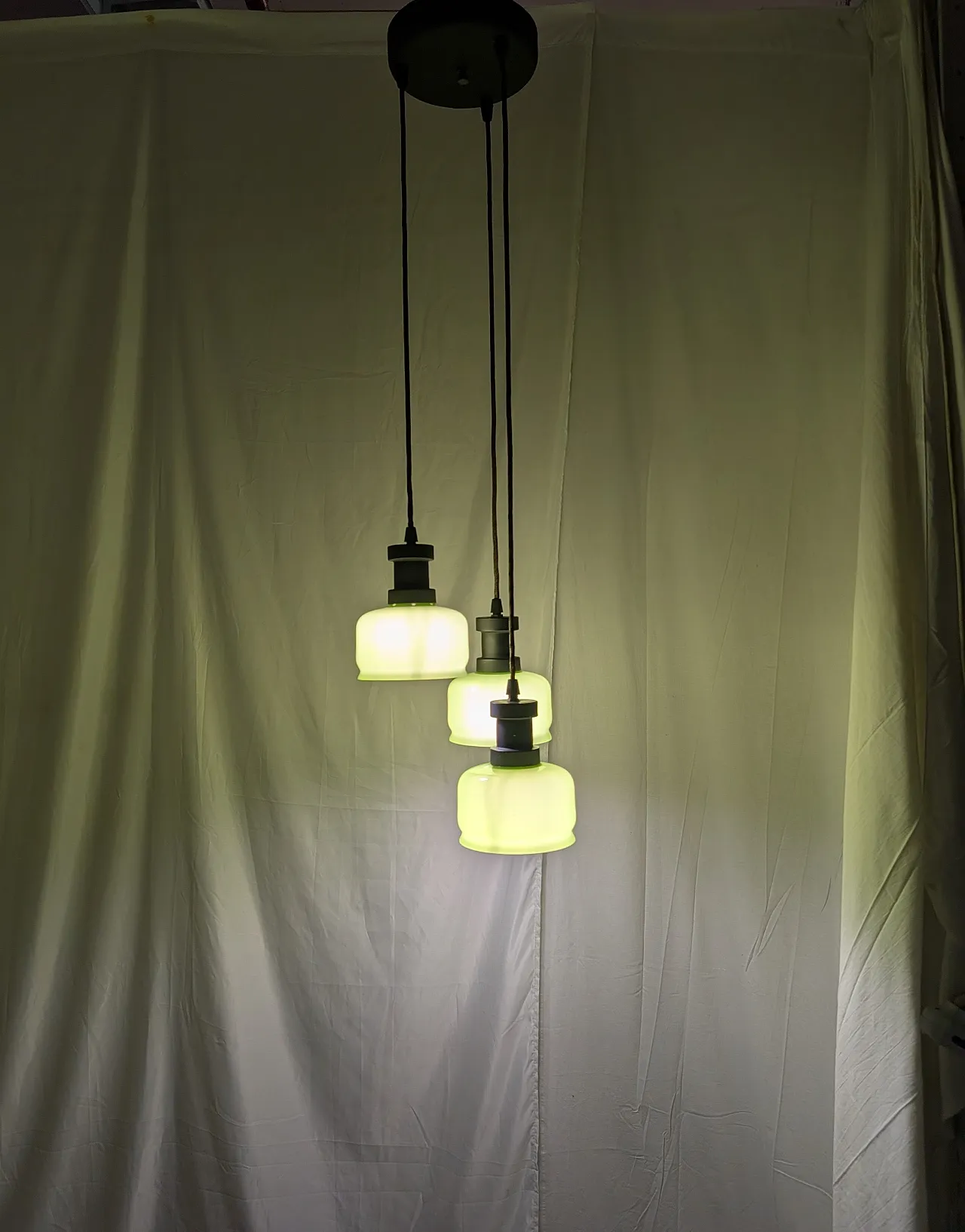 Suspension lamp with green cups from the 1960s 7