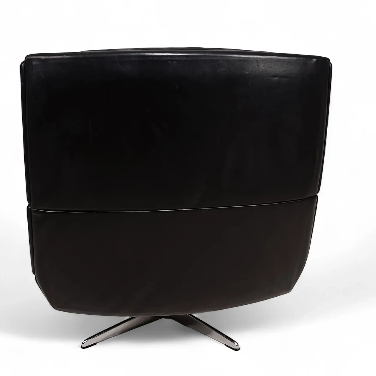 Poltrona lounge in pelle nera Carl Straub, anni '60 4