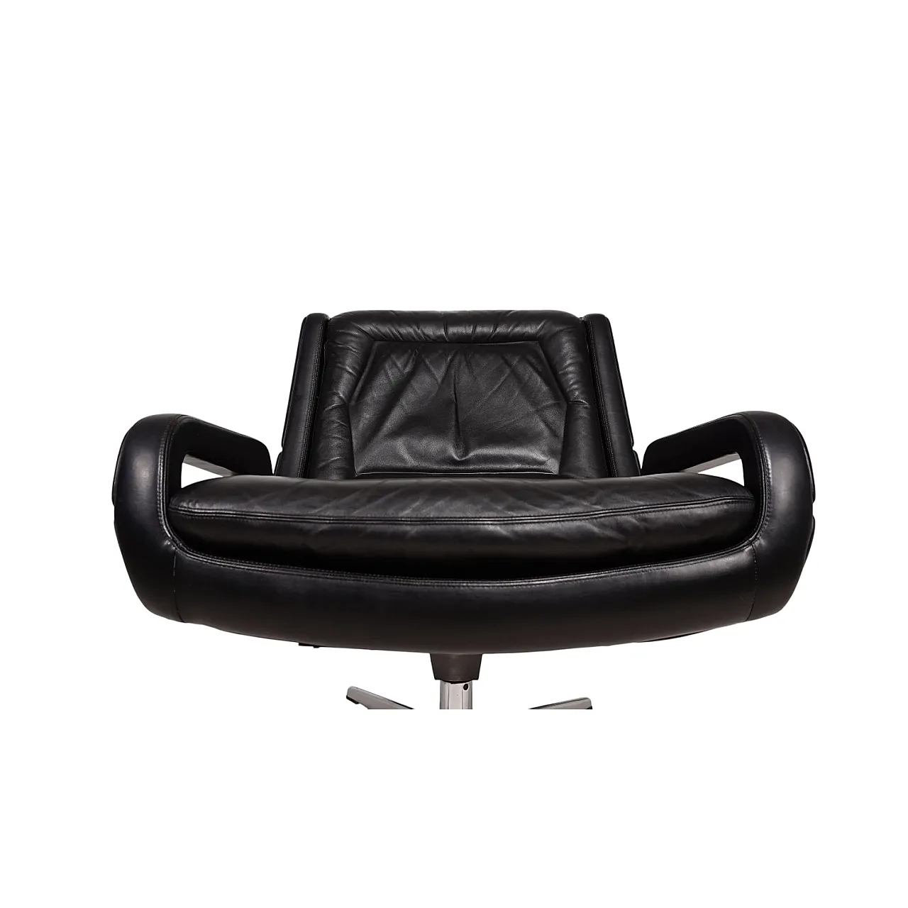 Poltrona lounge in pelle nera Carl Straub, anni '60 8