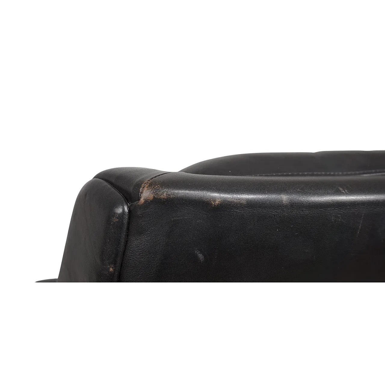 Poltrona lounge in pelle nera Carl Straub, anni '60 10