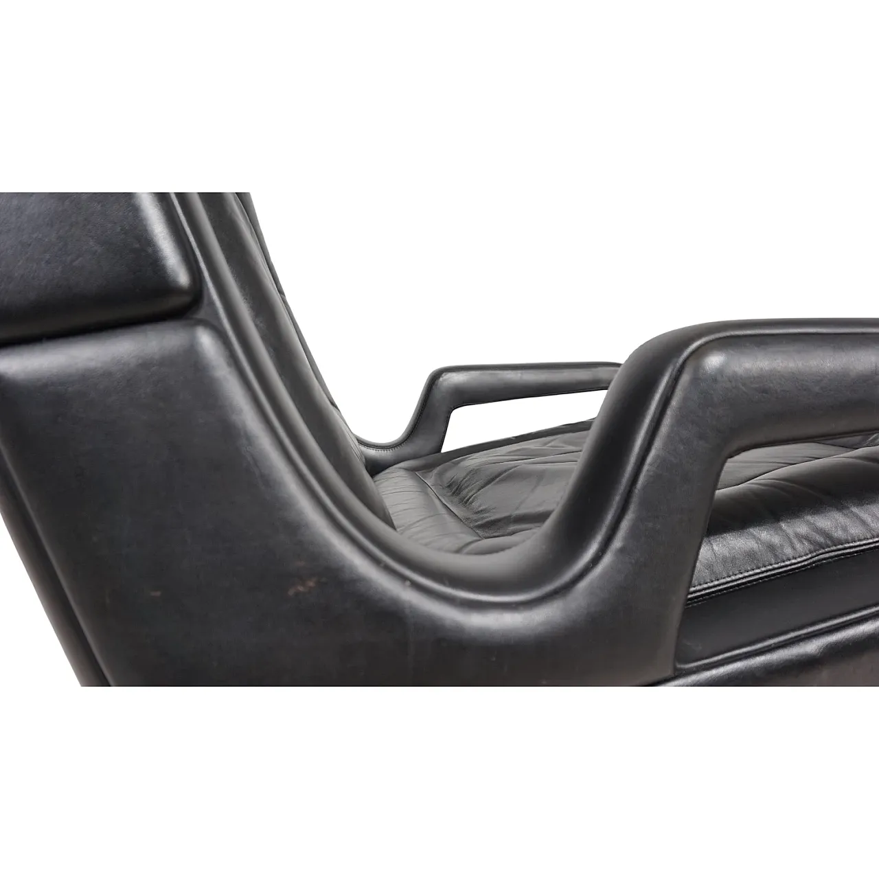 Poltrona lounge in pelle nera Carl Straub, anni '60 13