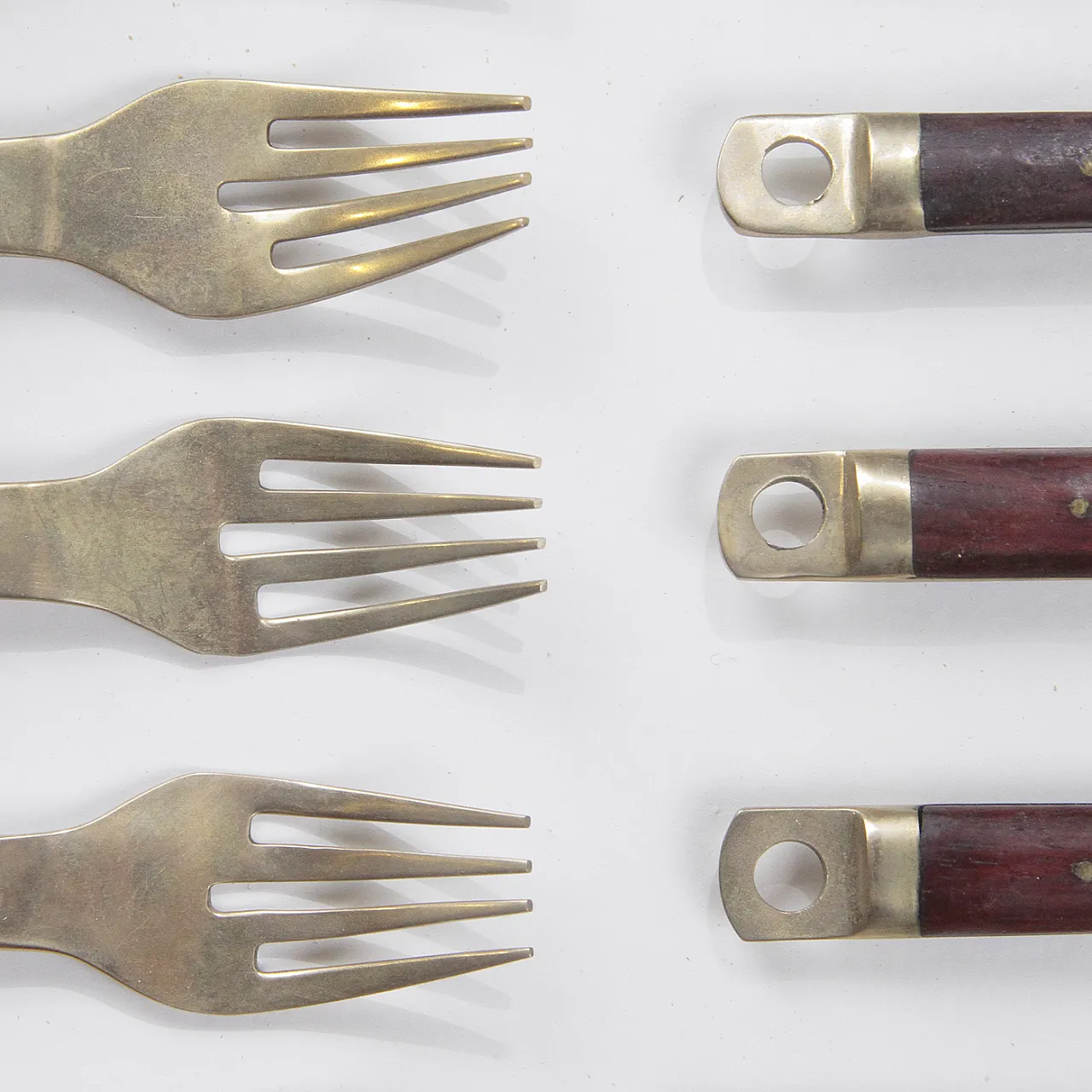 Servizio di posate  in ottone e palissandro di Carl Cohr, anni '60 2