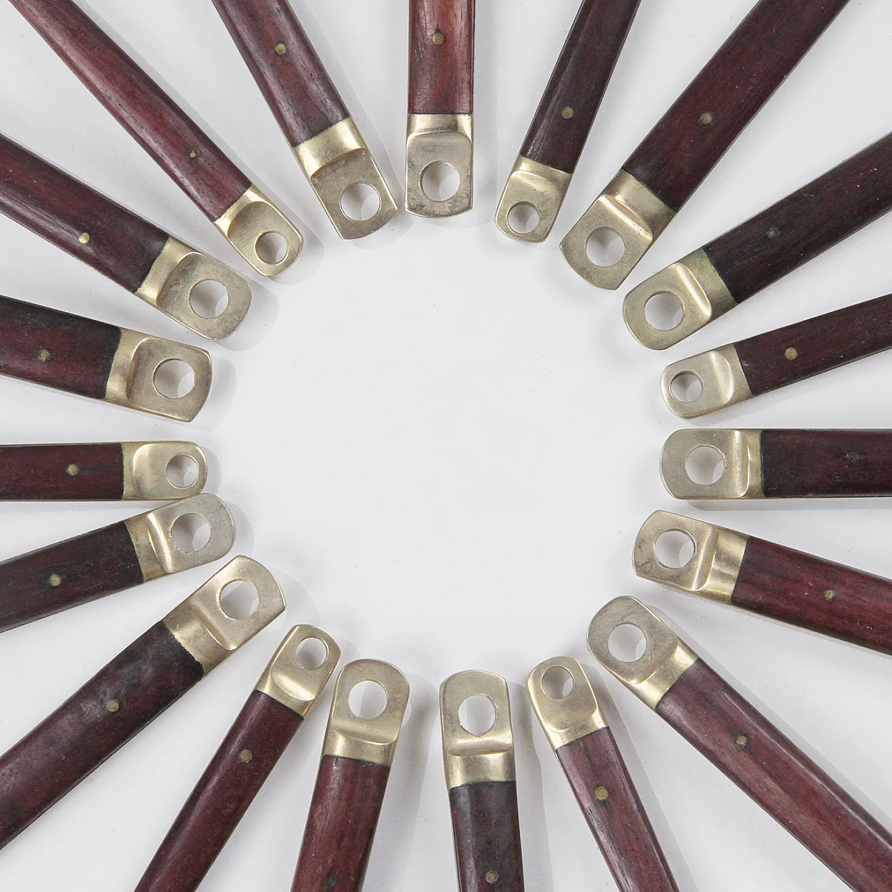 Servizio di posate  in ottone e palissandro di Carl Cohr, anni '60 7