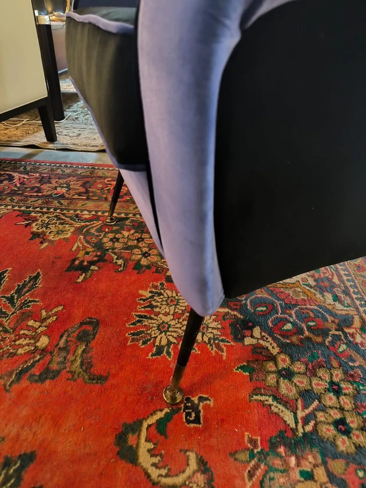 Pair of black and blue lounge chairs, 1960s 3