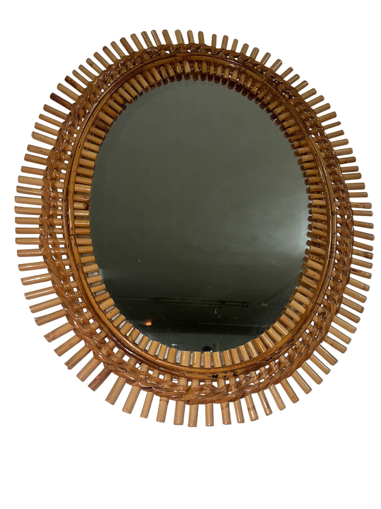Specchio ovale in vimini, anni '60 8