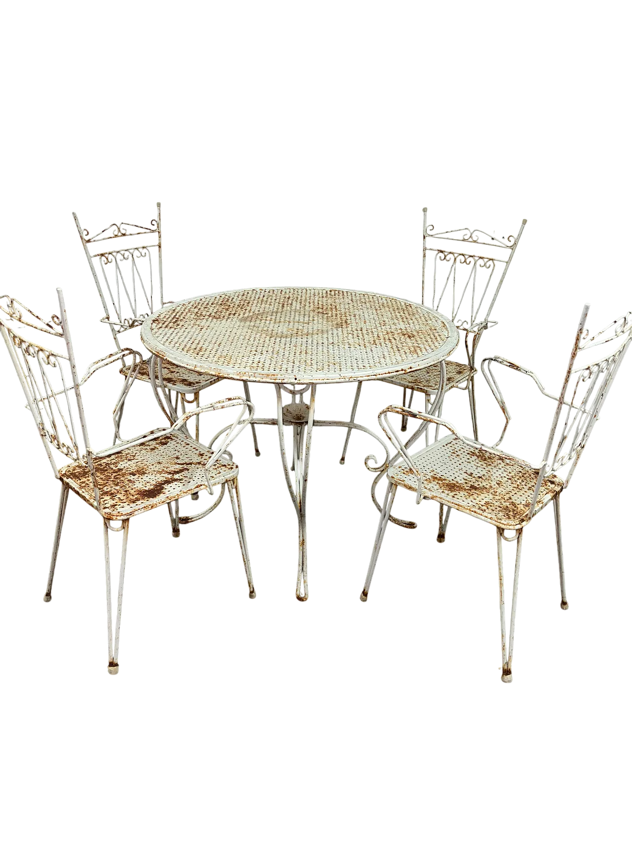 Tavolo con sedie in ferro, anni '70 7