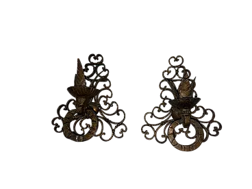 Coppia portacandele ferro battuto, primo '900