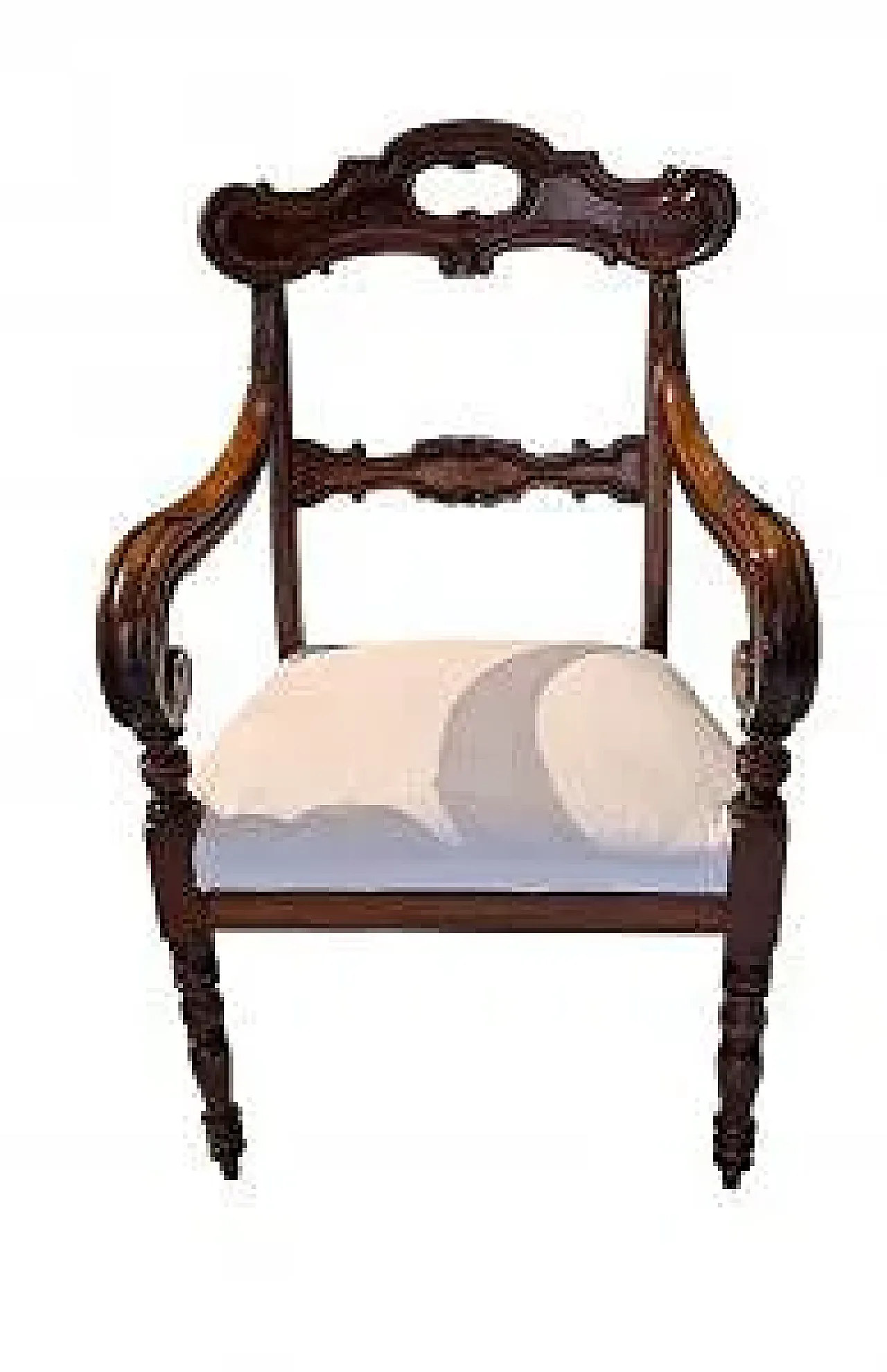 4 Genoese walnut armchairs, 19th century 2