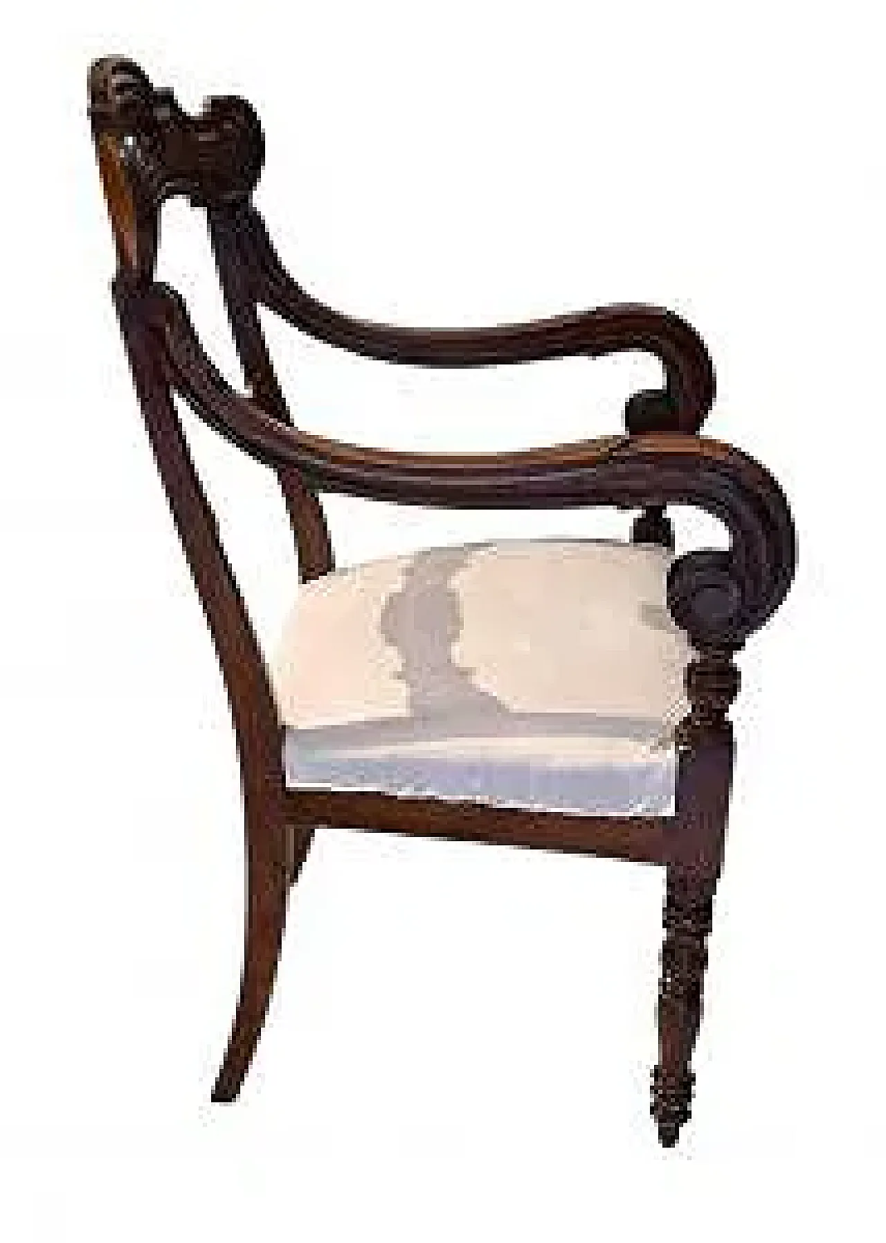 4 Genoese walnut armchairs, 19th century 3