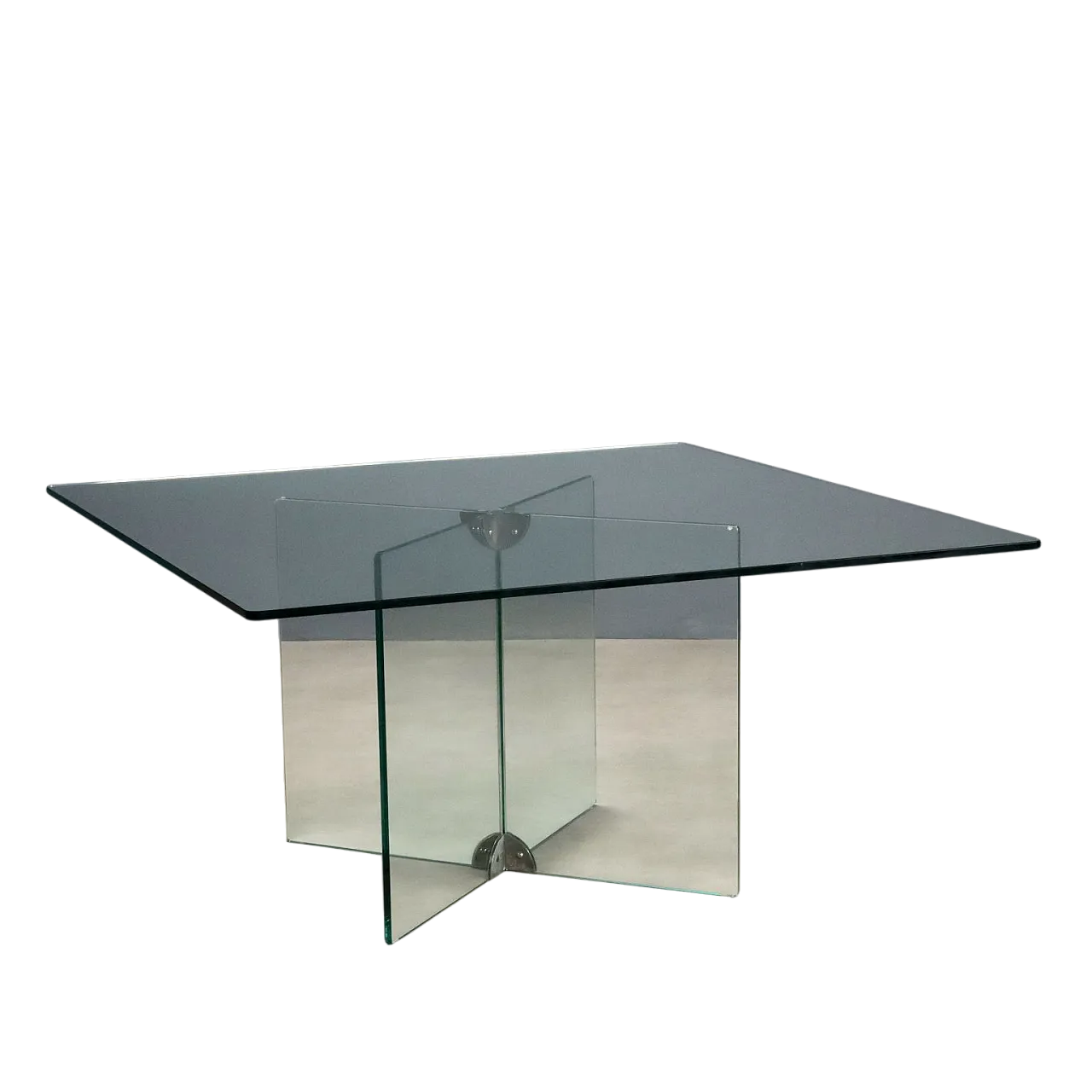 Ground glass dining table with square top, late 20th century 11