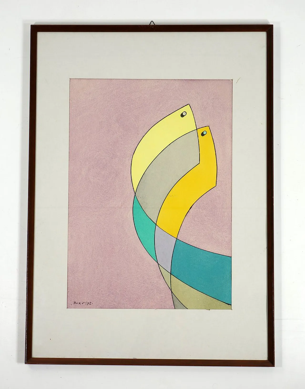 Vittorio Brevi, composizione astratta, opera su carta, anni '70 1