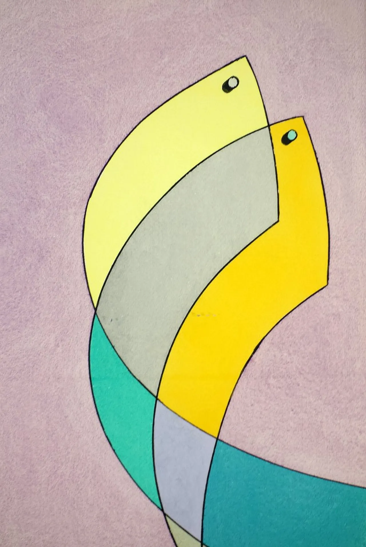 Vittorio Brevi, composizione astratta, opera su carta, anni '70 4