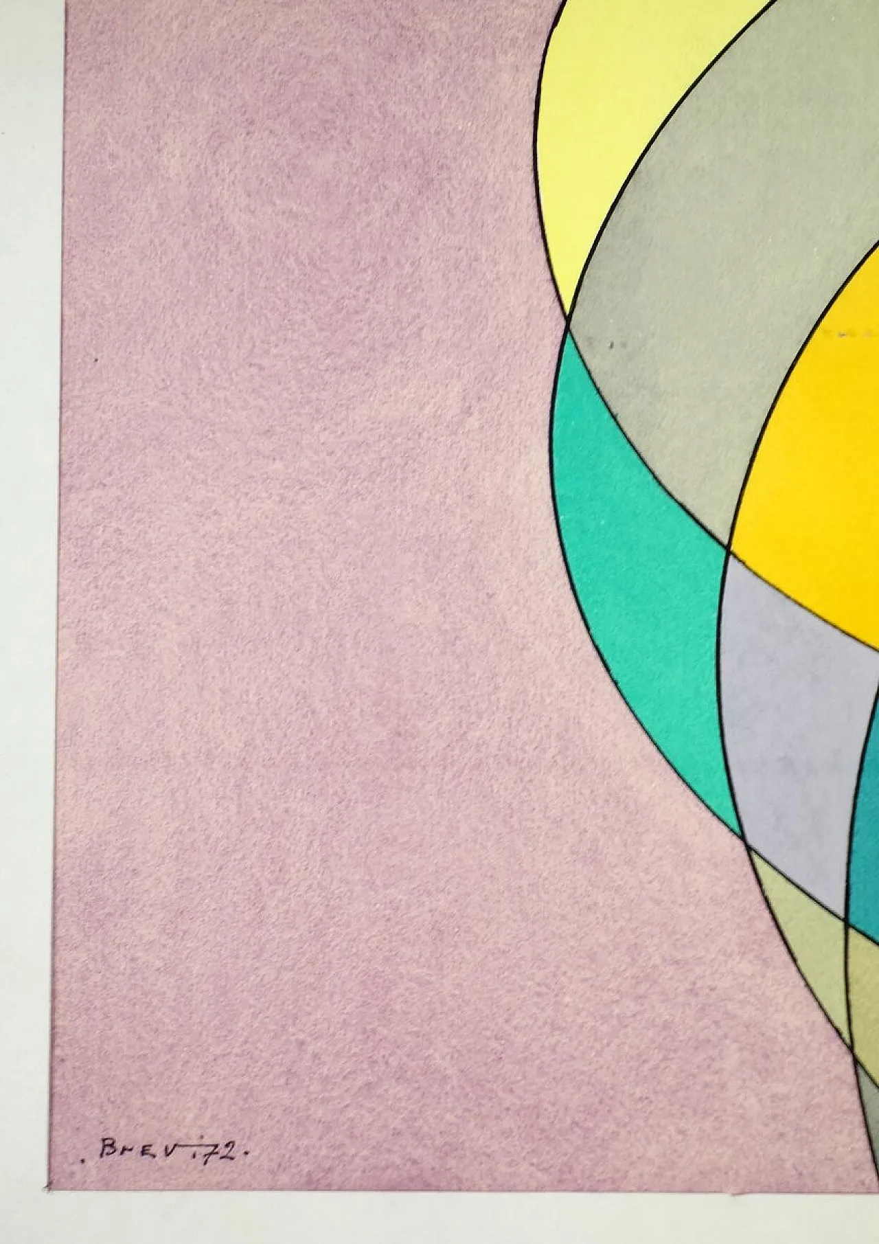 Vittorio Brevi, composizione astratta, opera su carta, anni '70 7