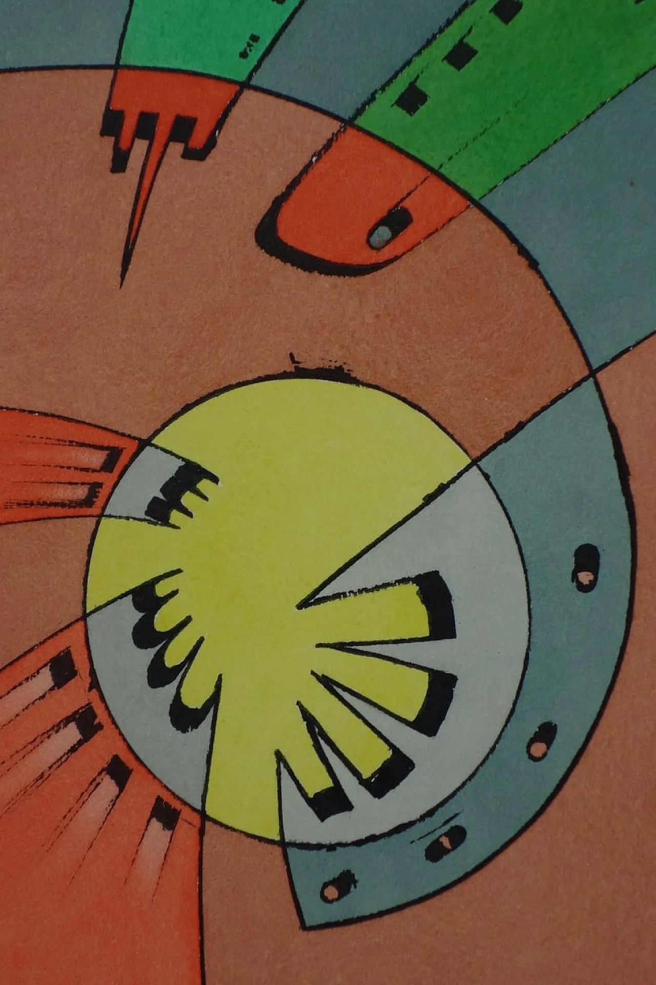 Vittorio Bravi, Composizione, opera su carta con cornice, anni '70 3