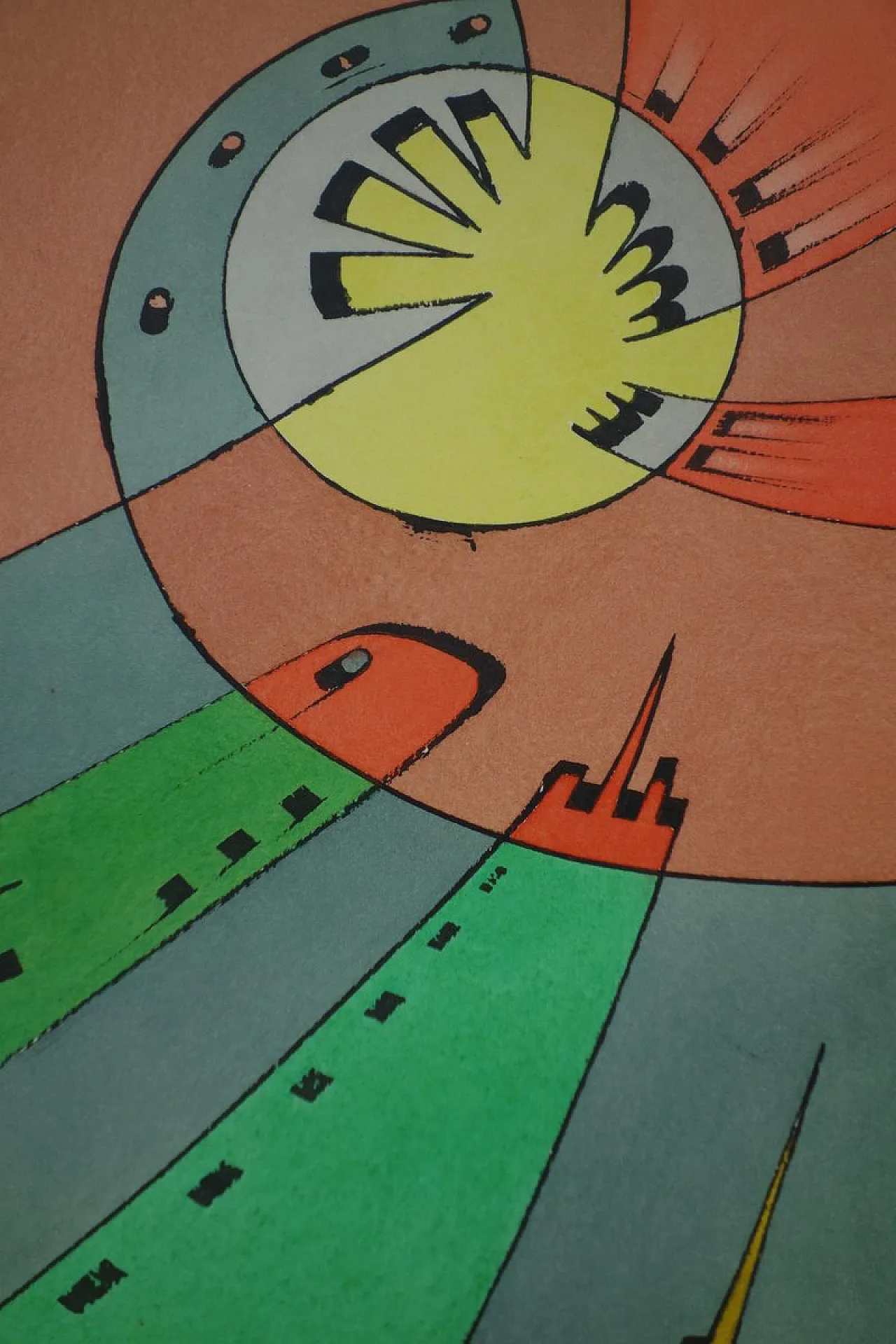 Vittorio Bravi, Composizione, opera su carta con cornice, anni '70 4