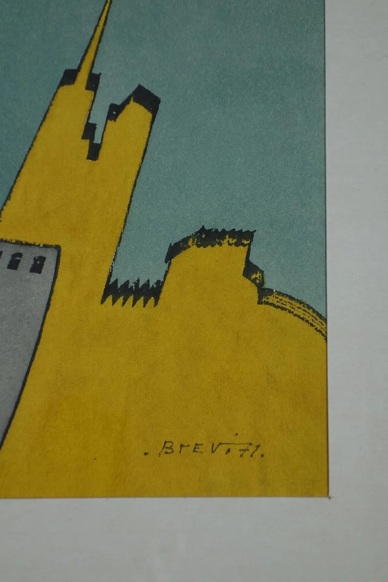 Vittorio Bravi, Composizione, opera su carta con cornice, anni '70 5