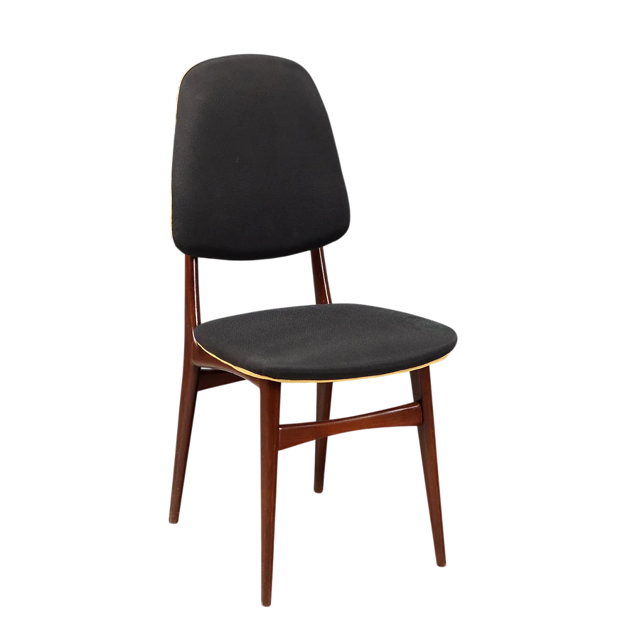 Sedia da pranzo in legno e in tessuto grigio, '900 10