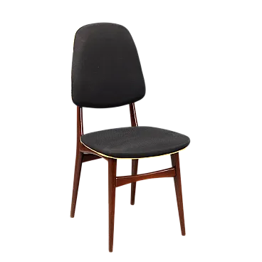 Sedia da pranzo in legno e in tessuto grigio, '900