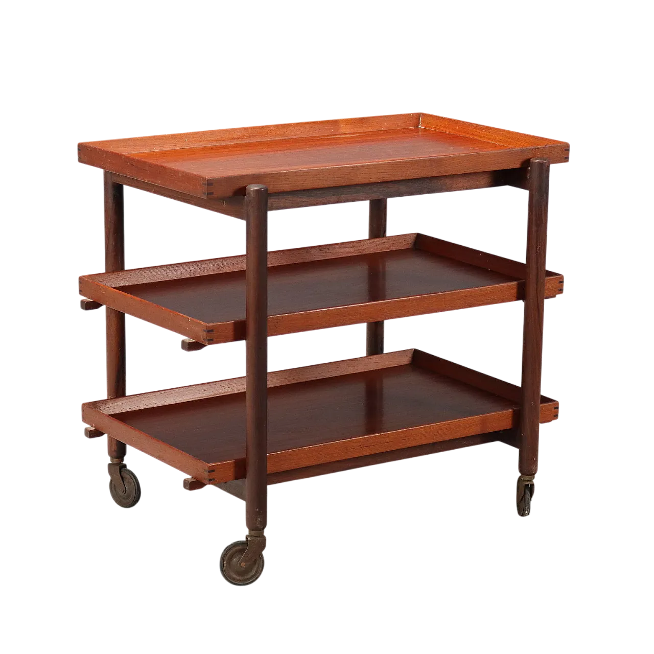 Carrello da servizio impiallacciato in teak, '900 9