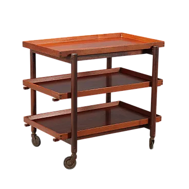 Carrello da servizio impiallacciato in teak, '900