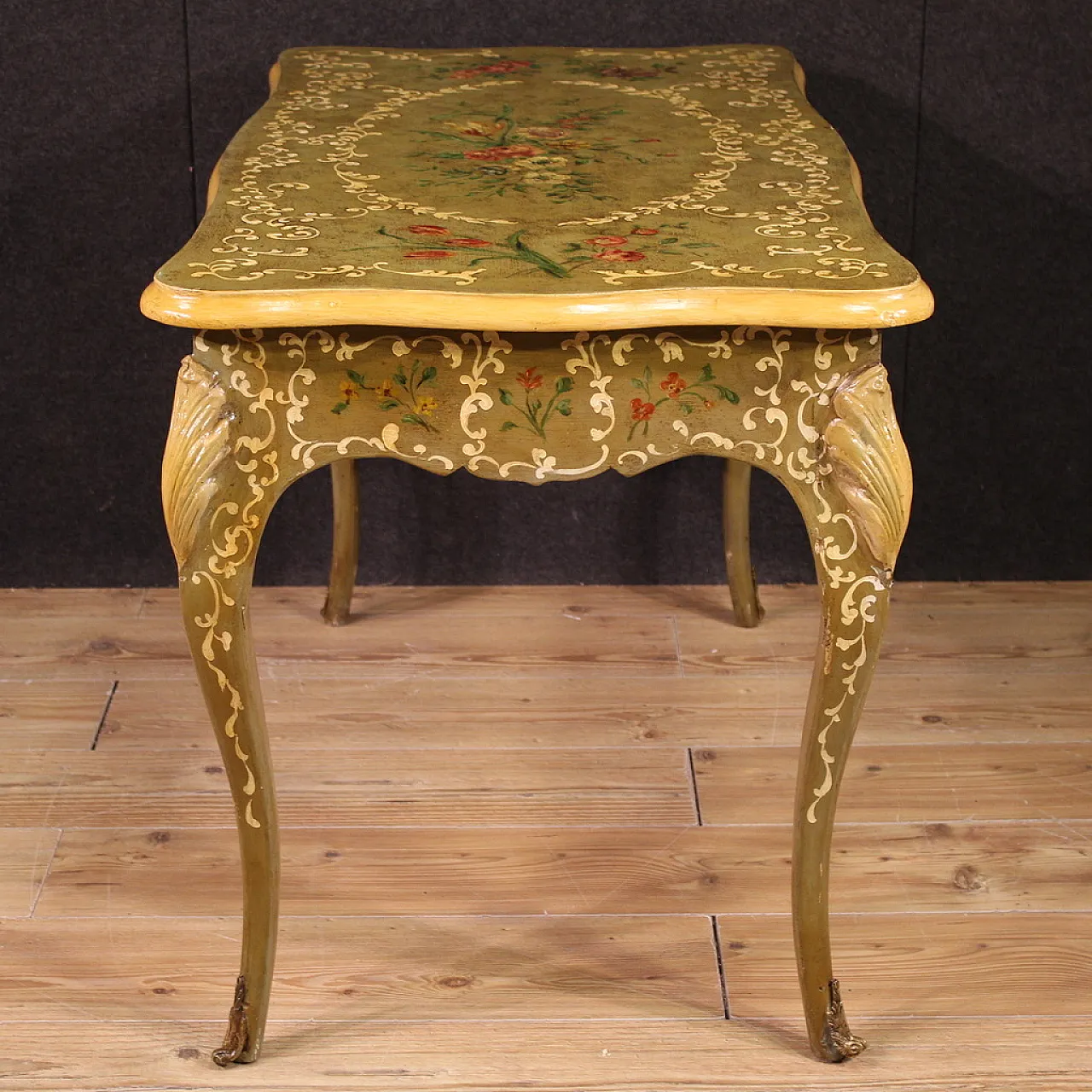 Scrittoio francese laccato e dipinto, '900 4