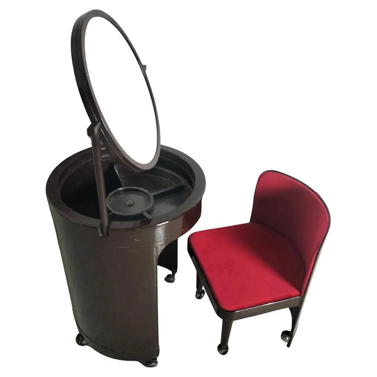 Silvi red Vanity table on wheels by Studio Kastilia, 1970s 1