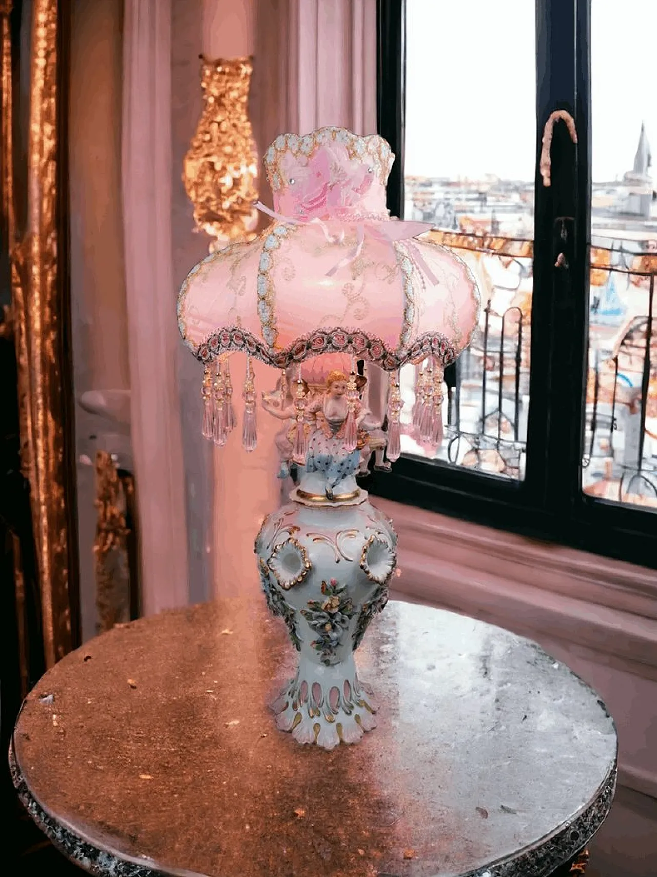 Lampada da tavolo in ceramica di Meissen, XIX secolo 1