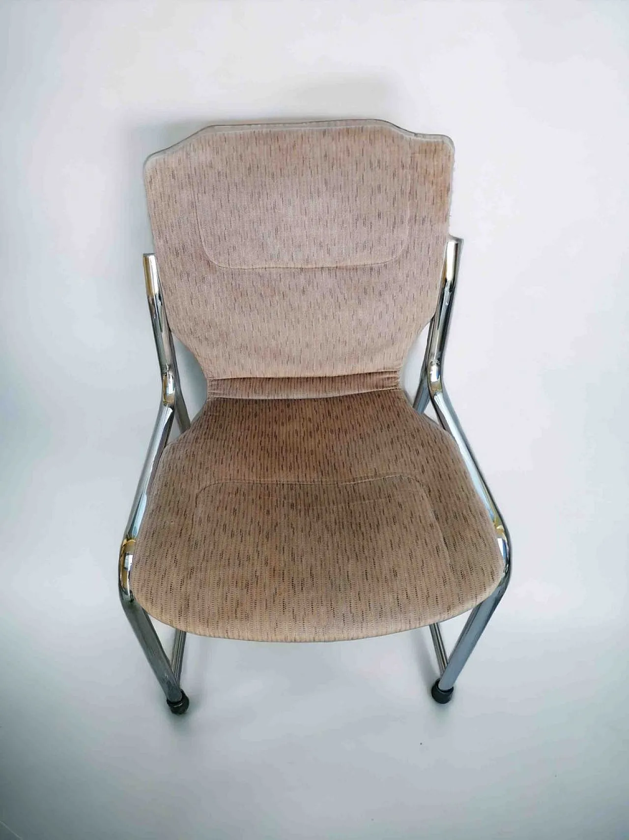 Tavolo e sedie in acciaio con ripiano in vetro di Giotto Stoppino, anni '70, set di 5 6