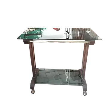 Carrello con ripiani fumé, anni '60