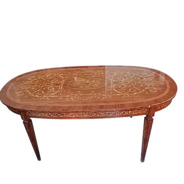 Italian Oval Inlaid Table, 1950s