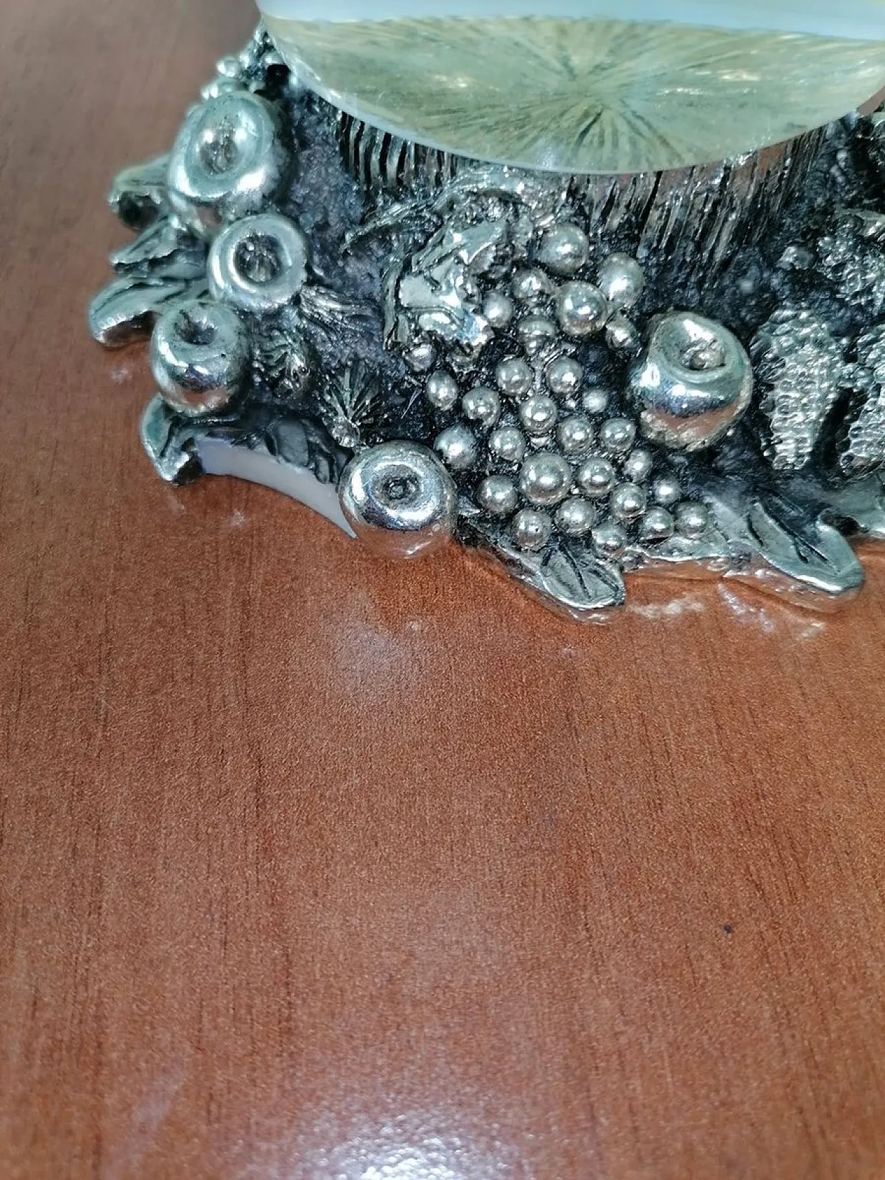 Vaso e portafrutta Murano con base resina placcata argento, anni '80 4