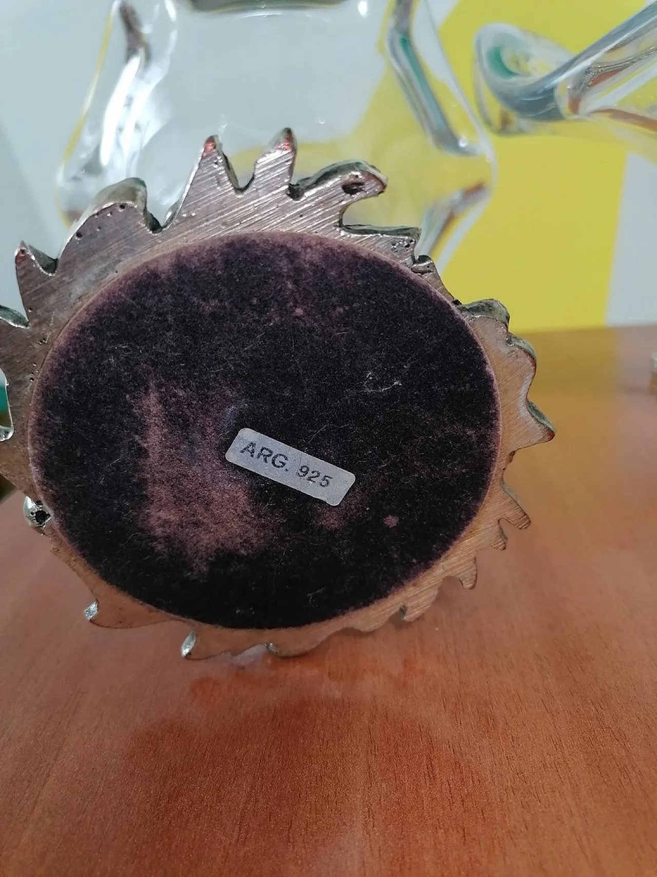 Vaso e portafrutta Murano con base resina placcata argento, anni '80 10