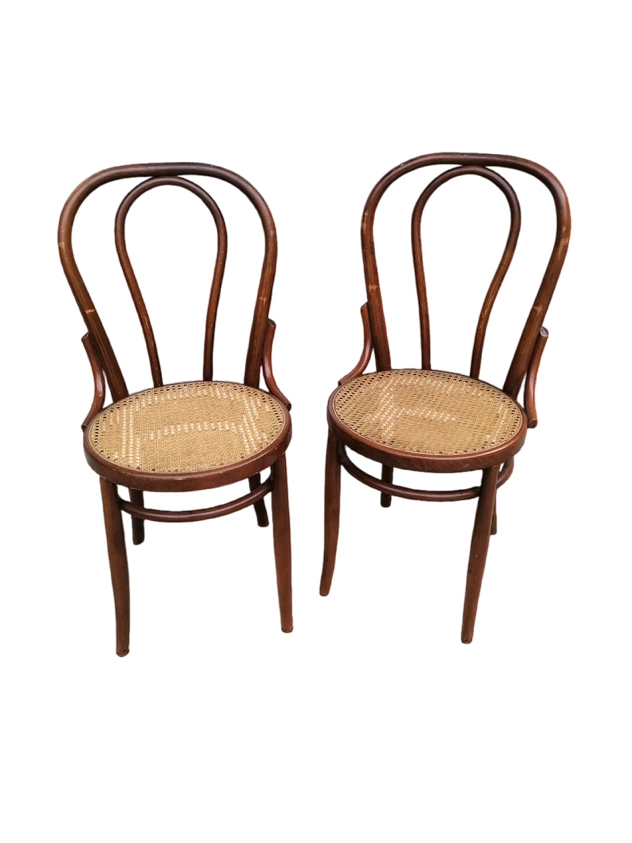 Coppia di sedie in paglia di Vienna di Thonet, anni '50 11