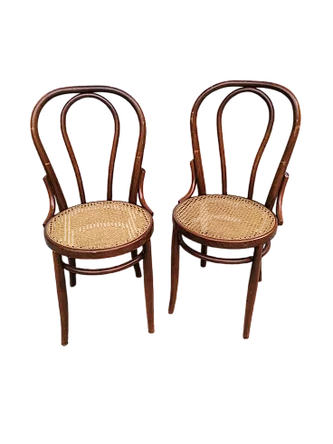 Coppia di sedie in paglia di Vienna di Thonet, anni '50