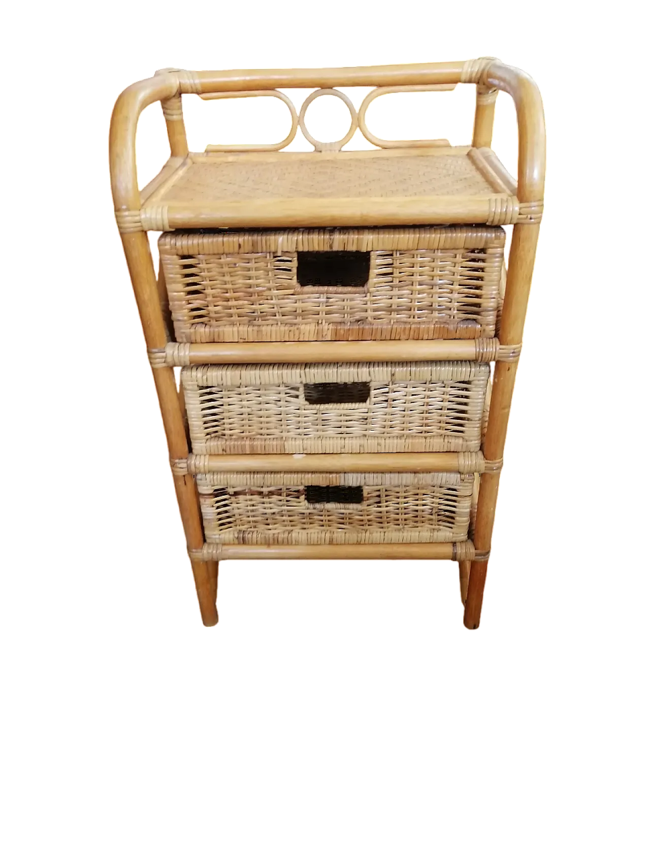 Woven Bamboo Chest of Drawers or Bedside Table, 1970s 7