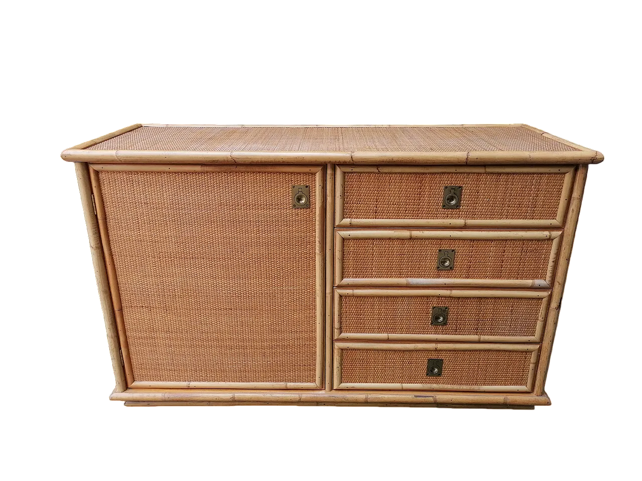 Hand-Woven Bamboo and Rattan Sideboard by Dal Vera, 1970s 16