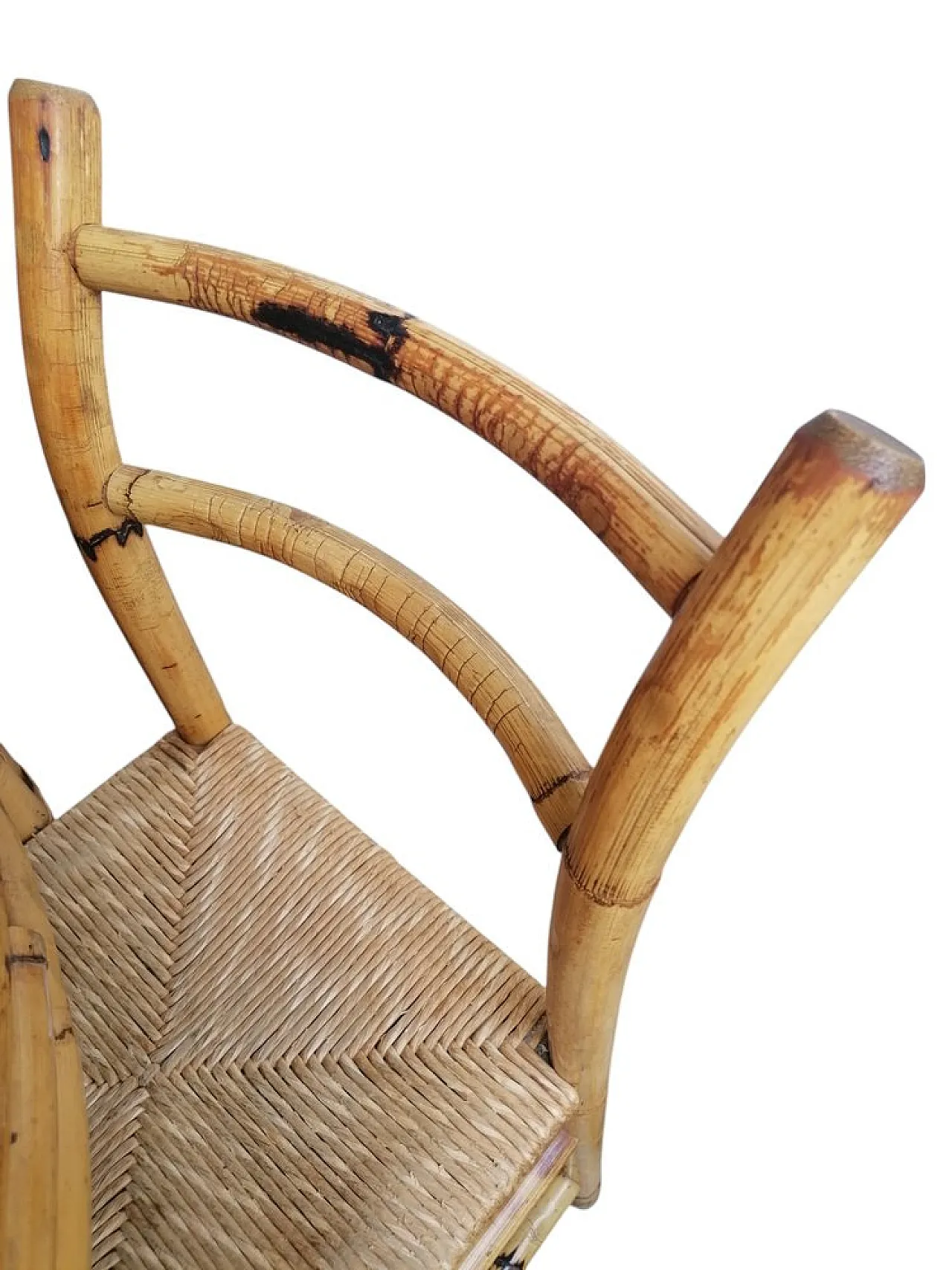 Tavolo da pranzo e 5 sedie in bambù,  anni '80 5