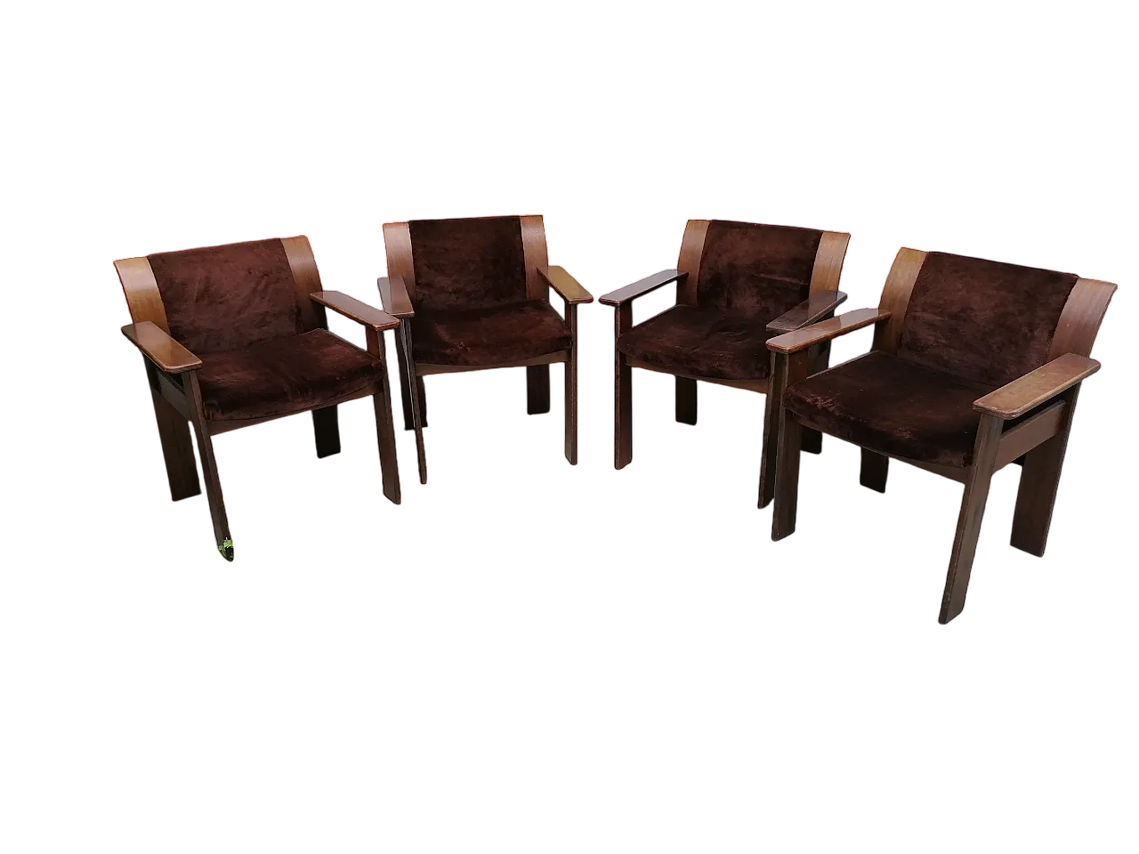 4 velvet chairs by Afra and Tobia Scarpa, 1970s 15