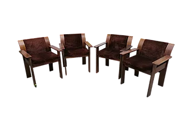 4 sedie in velluto di Afra e Tobia Scarpa, anni '70