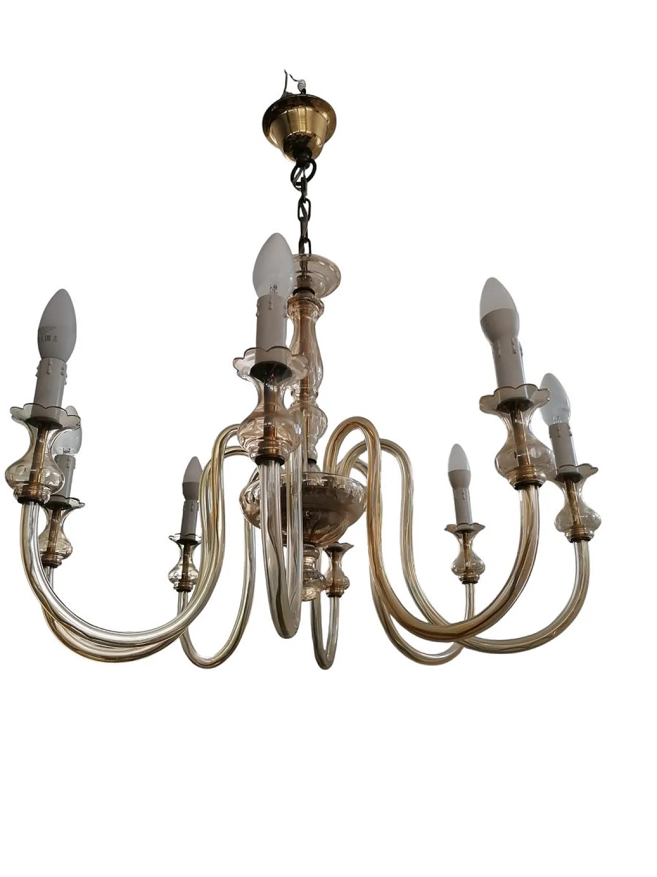 Eight-Light Murano Glass Chandelier, 1960s 1