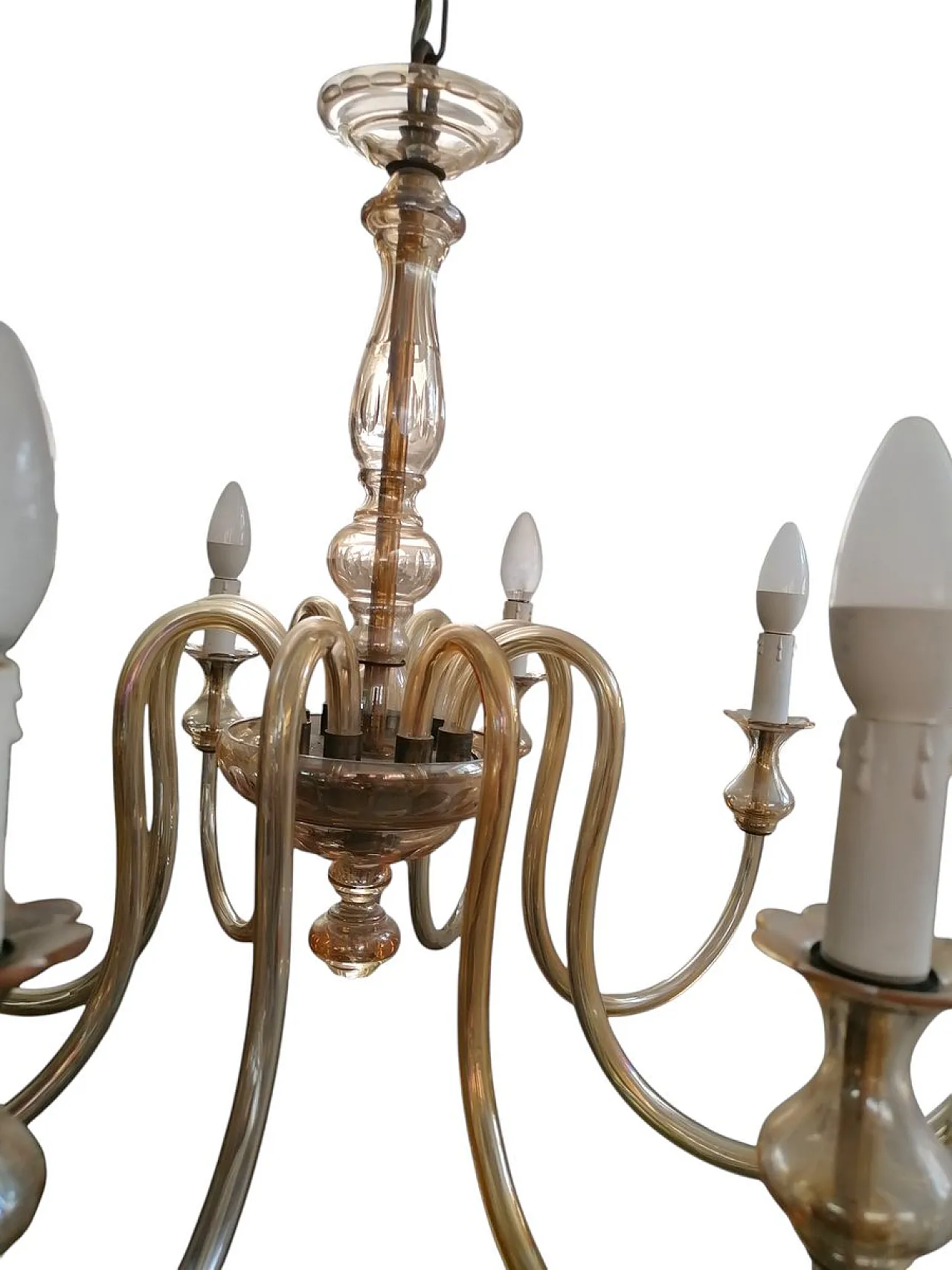 Eight-Light Murano Glass Chandelier, 1960s 3